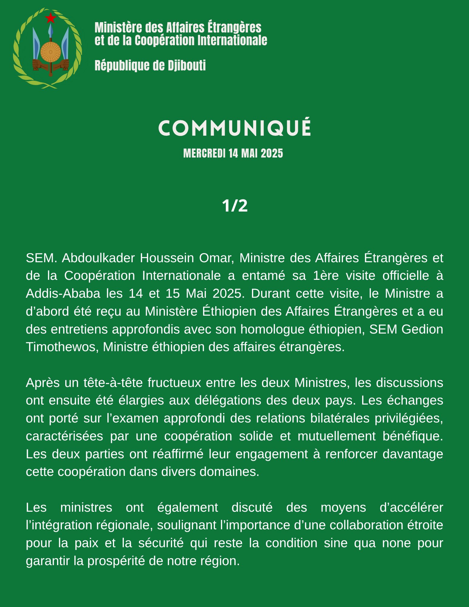Communiqué n°2 du mercredi 14 mai 2025