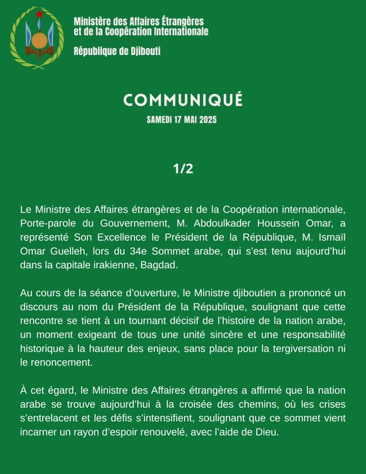 Communiqué du samedi 17 mai 2025