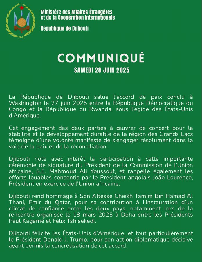 Communiqué du samedi 28 juin 2025