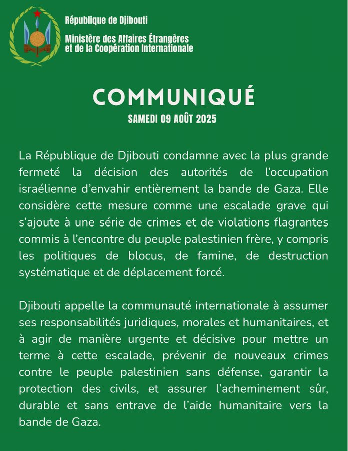 Communiqué du samedi 09 août 2025