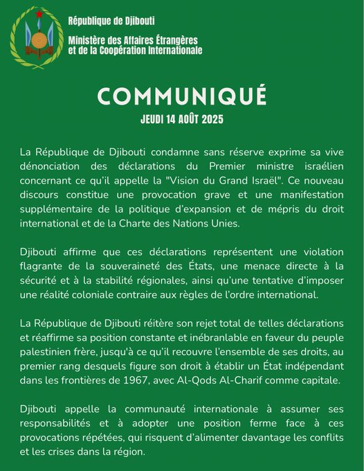 Communiqué du jeudi 14 août 2025