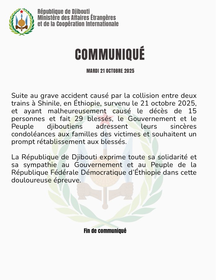 Communiqué du mardi 21 octobre 2025