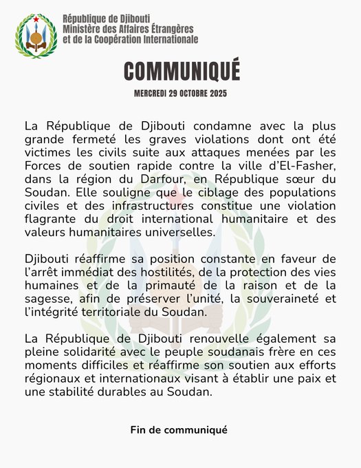 Communiqué du mercredi 29 octobre 2025