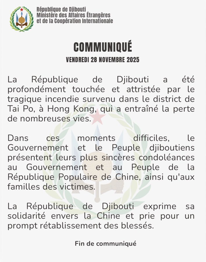 Communiqué du vendredi 28 novembre 2025