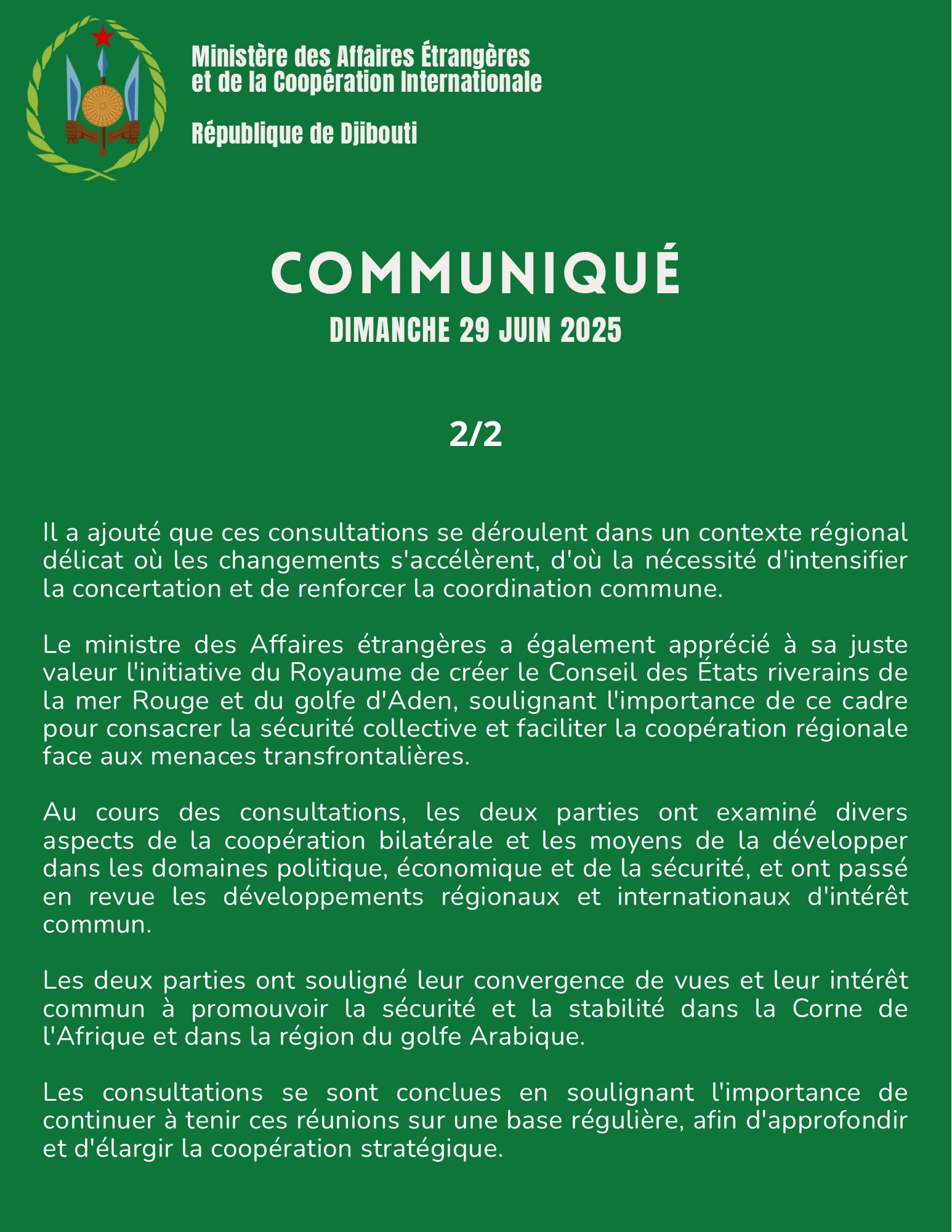 Communiqu&eacute; du dimanche 29 juin 2025 page 2/2